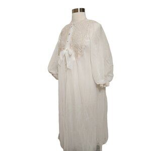Vintage Gossard Artemis Peignoir Nightgown &Robe Set Size Small White Sheer Puff